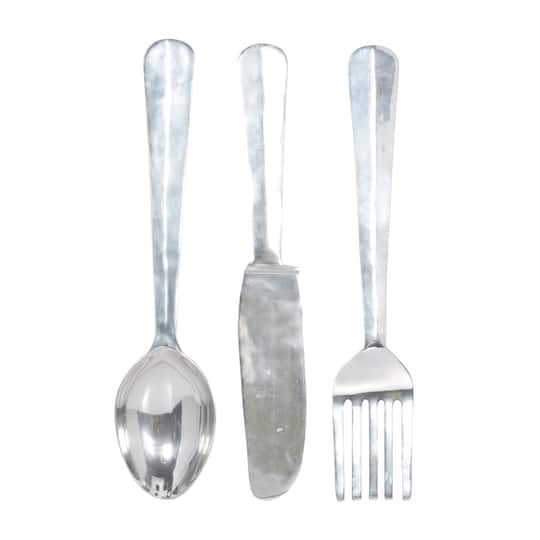 Silver Aluminum Utensil Wall Décor Set